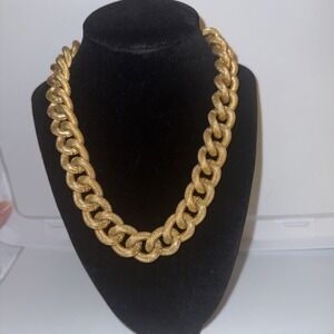 Signed Lady Remington Vintage 1990s Thick Gold Statement Necklace